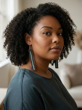 Large Handmade Dangle Earrings in Teal & Brown